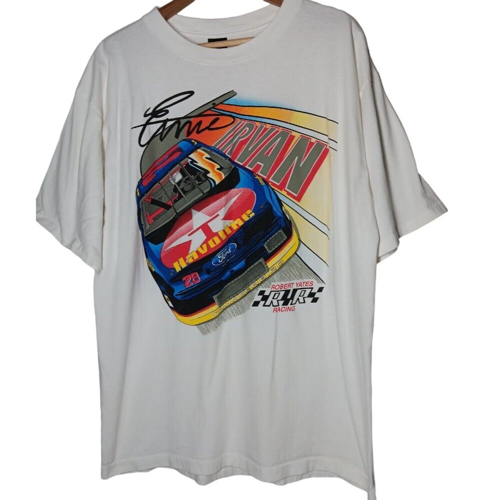 NASCAR Ernie Irvan T Shirt XL Texaco havoline Racing Alore Single Stitch White